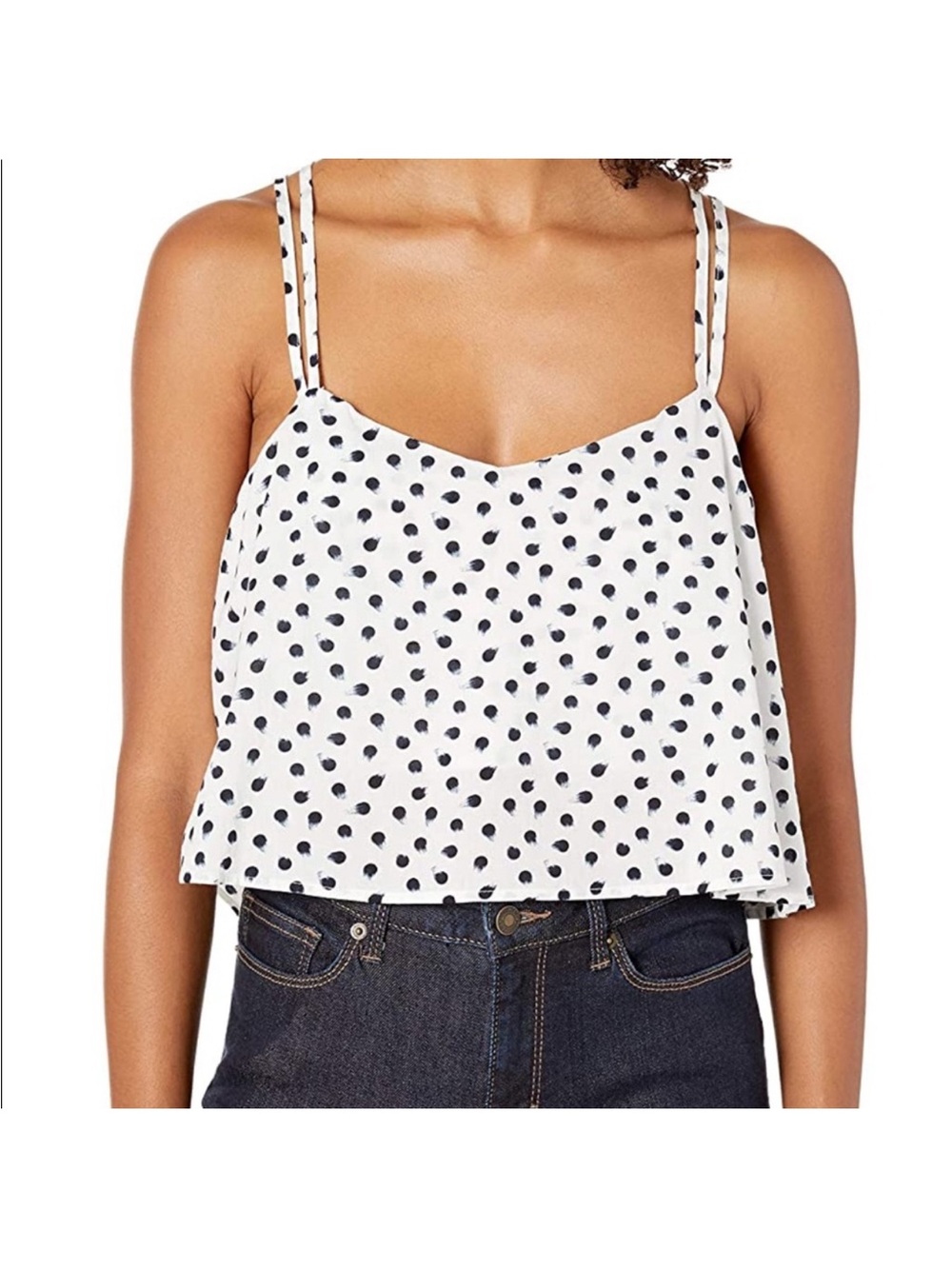 DL1961 Polka Dot V-Neck Cami Top - White/blue